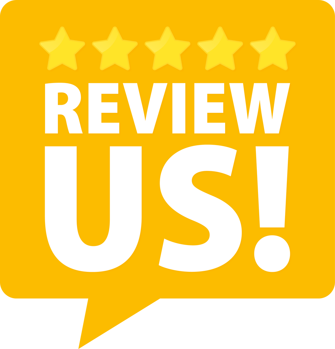 Review us. User rating label. Review and rate us stars